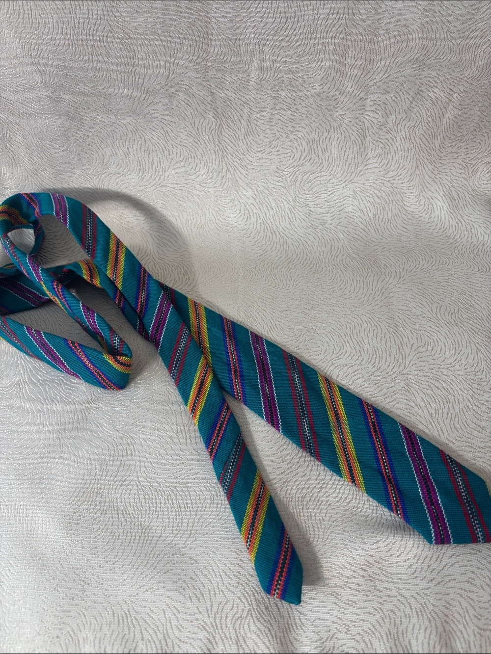 Striped Teal Multicolor Men's Tie - Unbranded 0264